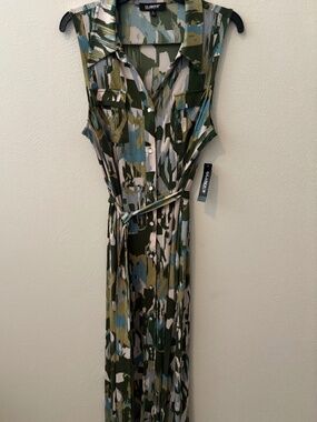 Glamour Women's Olive Combo Sleeveless Maxi Dress - Size 16